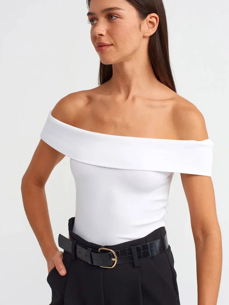ديلفين Dilvin Off-Shoulder Slim-Fit Jersey Blouse
