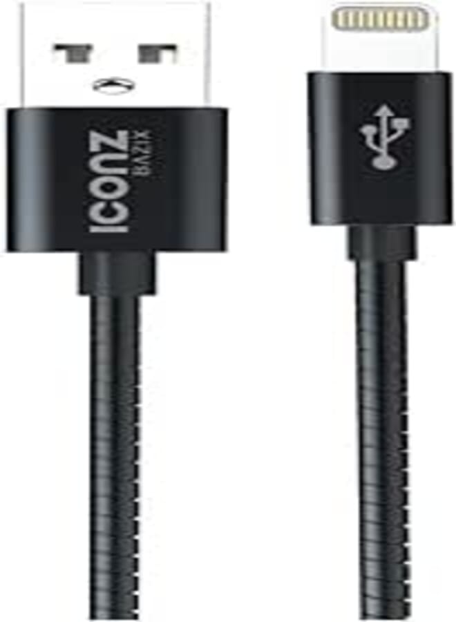 Iconz xbl08t bazix aluminum lightning cable, 2.4 ampere - black