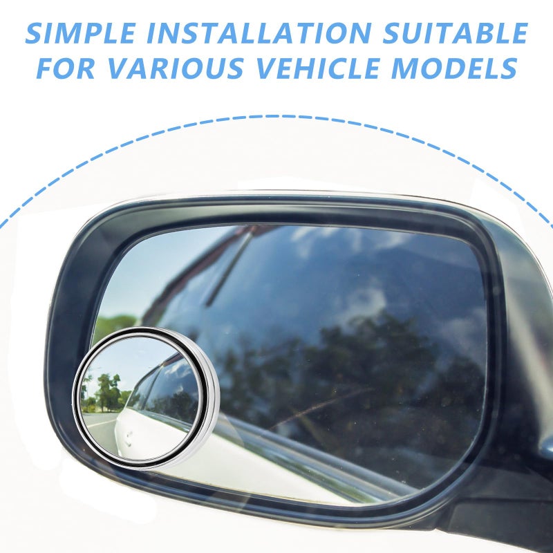 2Pcs Silver Wide Angle Blind Spot Mirrors Adjustable For Car Side And Rearview Mirror - Image 4