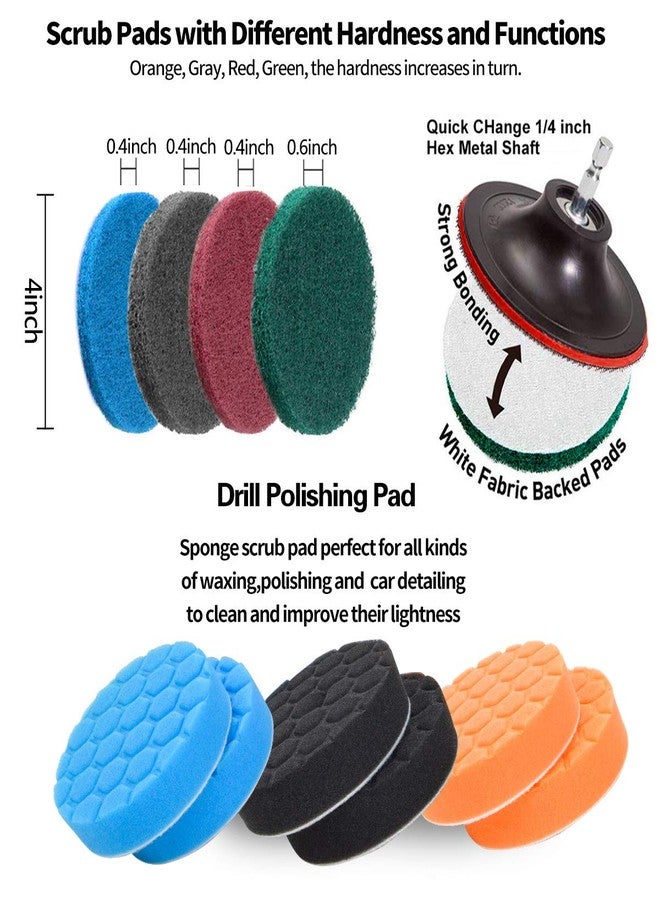 JUSONEY Drill Brush Scrub Pads 38 Piece Power Scrubber Cleaning Kit - All Purpose Cleaner Scrubbing Cordless Drill for Cleaning Pool Tile, Sinks, Bathtub, Brick, Ceramic, Marble, Auto, Boat - Image 5