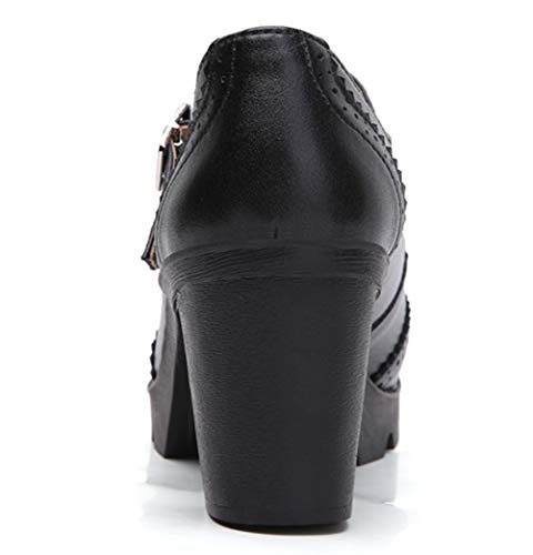 DADAWEN Women's Chunky Low Block Heels Mary Jane Closed Toe Work Pumps Comfortable Round Toe Oxfords Dress Wedding Shoes Black US Size 9 - Image 4