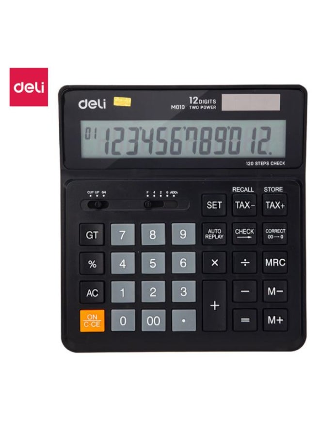 ديلي آلة حاسبة مكتبية 12 رقم ثنائية الطاقة بوظيفة حساب الضرائب أسود 3.1 × 15.5 × 16.7 سم 146365 - Image 1