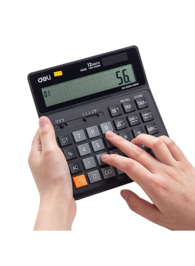 ديلي آلة حاسبة مكتبية 12 رقم ثنائية الطاقة بوظيفة حساب الضرائب أسود 3.1 × 15.5 × 16.7 سم 146365 - Image 5