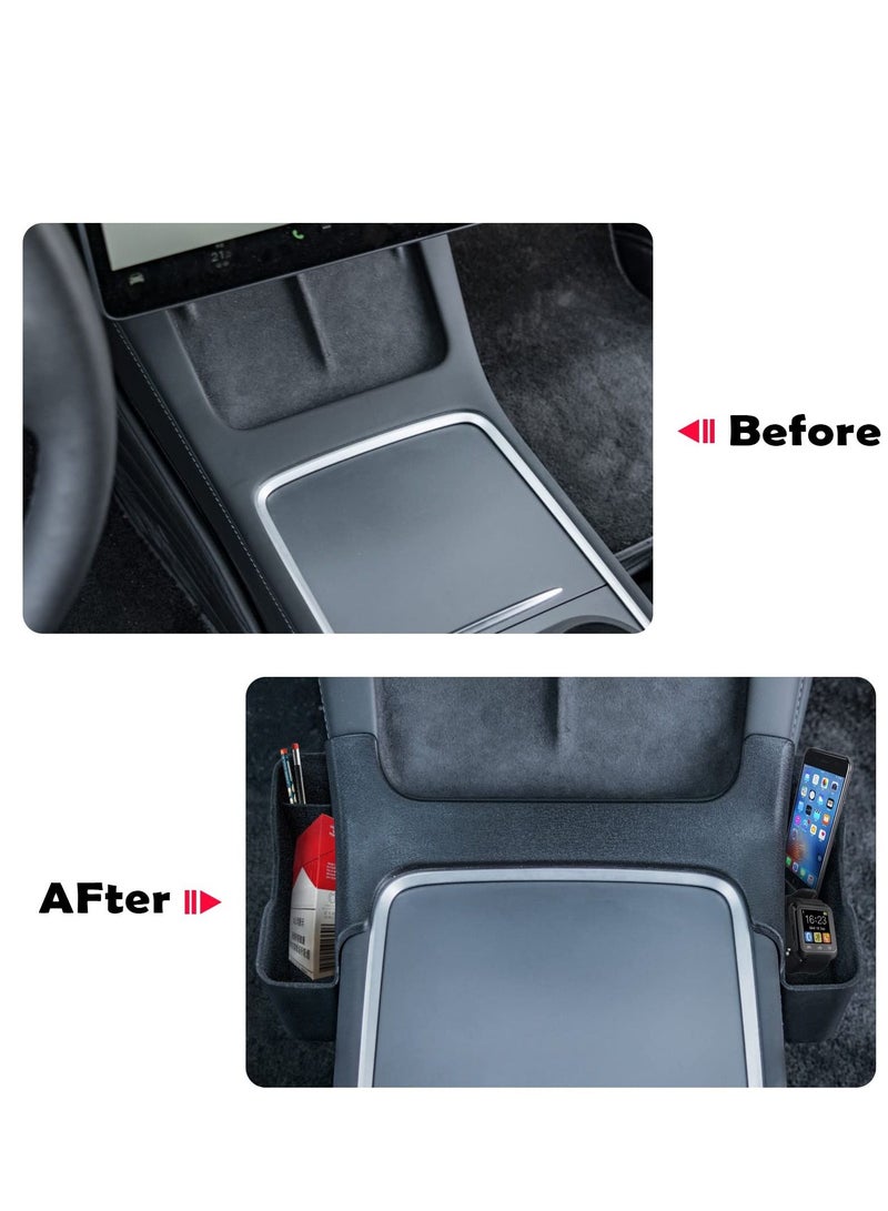 SYOSI Center Console Side Organizer Compatible with Tesla Model 3 / Tesla Model Y 2021-2022, Tray Storage Box ABS Plastic and Flocking Materials - Image 2
