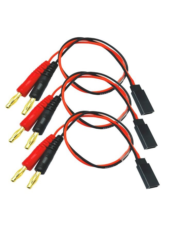 FLY RC 3Packs Futaba Style Receiver Plug to 4mm Banana Connector Battery Charge Lead Adapter 20awg 30cm 11.8inch Silicone Cable - Image 1
