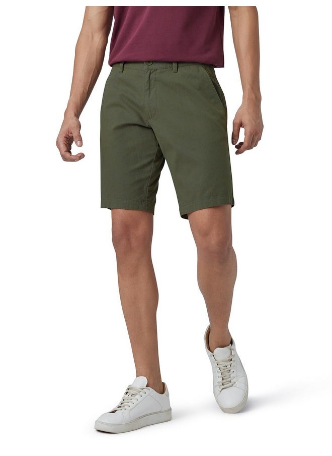 XYXX - XYXX Men Twill Cotton Chinos Shorts, Regular Fit, Solid, Pack of 1, CB1SHT03_34, Olive Green, 34 - Image 1