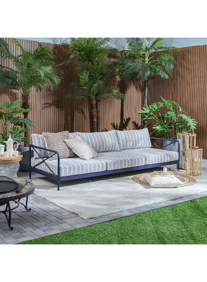 73Hours Kennet 3-Seater Outdoor Sofa Set | Aluminum Frame Garden Furniture | Modern Design Patio Sofaset | Outdoor Seating Table And Chairs For Lawn Garden-Dark Navy/Blue - Image 2