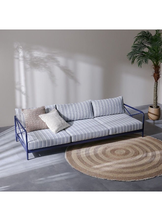 73Hours Kennet 3-Seater Outdoor Sofa Set | Aluminum Frame Garden Furniture | Modern Design Patio Sofaset | Outdoor Seating Table And Chairs For Lawn Garden-Dark Navy/Blue - Image 1
