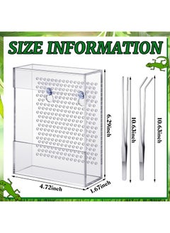 Geyoga Geyoga Bug Feeder for Bearded Dragon with 2 Tweezers and Suction Cups Chameleon Bug Bowl Bearded Dragon Acrylic Reptile Feeder Box Wall Mounted Insect Cage for Lizard Gecko Frog(Transparent)  - Image 4