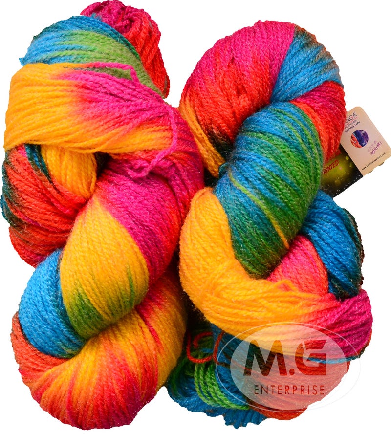 NTGS Glow Knitting Yarn Wool, Rainbow 300 gm Woolen Crochet Yarn Thread. Best Used with Knitting Needles, Crochet Needles. Wool for Knitting. Best Woolen Thread. - Image 1