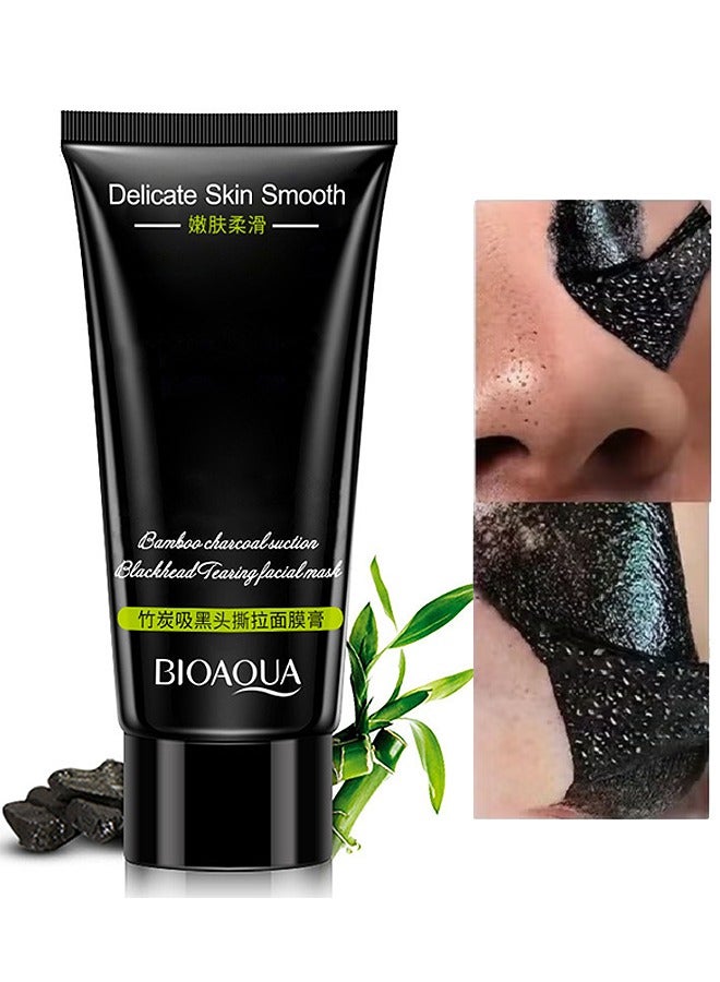 BIOAOUA Blackhead Cleansing Facial Mask, Bamboo Charcoal Blackhead Removal Mask, Deep Cleansing Facial Pores And Oil Control And Moisturizing (60G) - Image 1