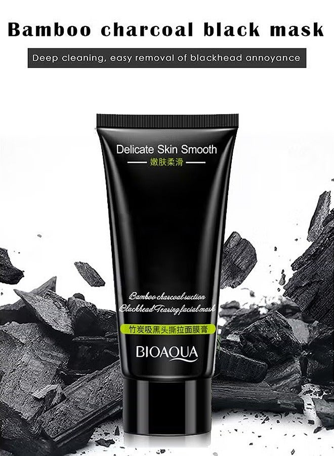 BIOAOUA Blackhead Cleansing Facial Mask, Bamboo Charcoal Blackhead Removal Mask, Deep Cleansing Facial Pores And Oil Control And Moisturizing (60G) - Image 2