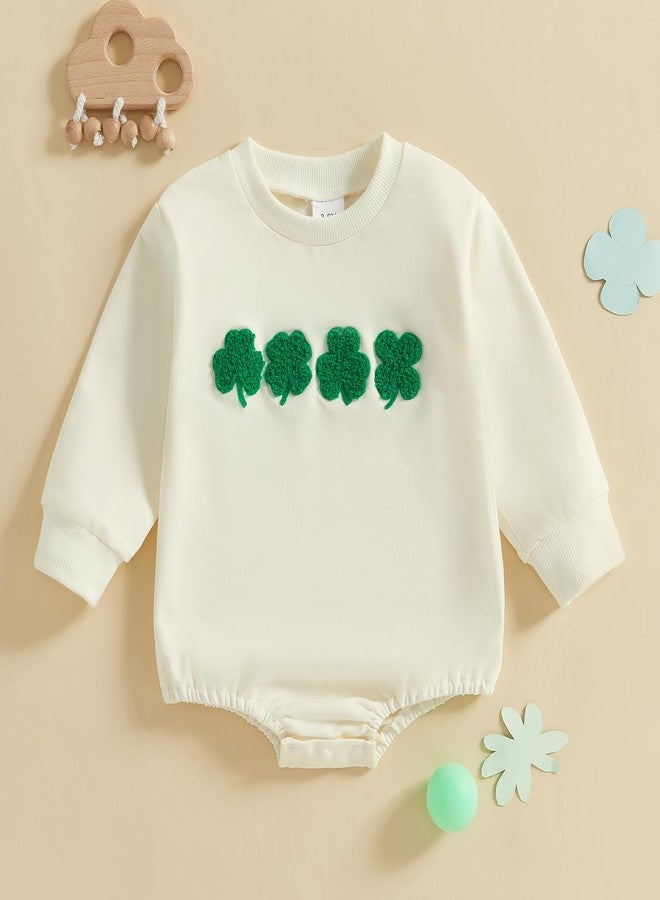 Thorn Tree Irlend Baby Clothes Clover Printed Sweatshirt Warmly Spring Infant Girl Boys St. Patrick's Day Sweater (Beige,6-9 Months) - Image 2