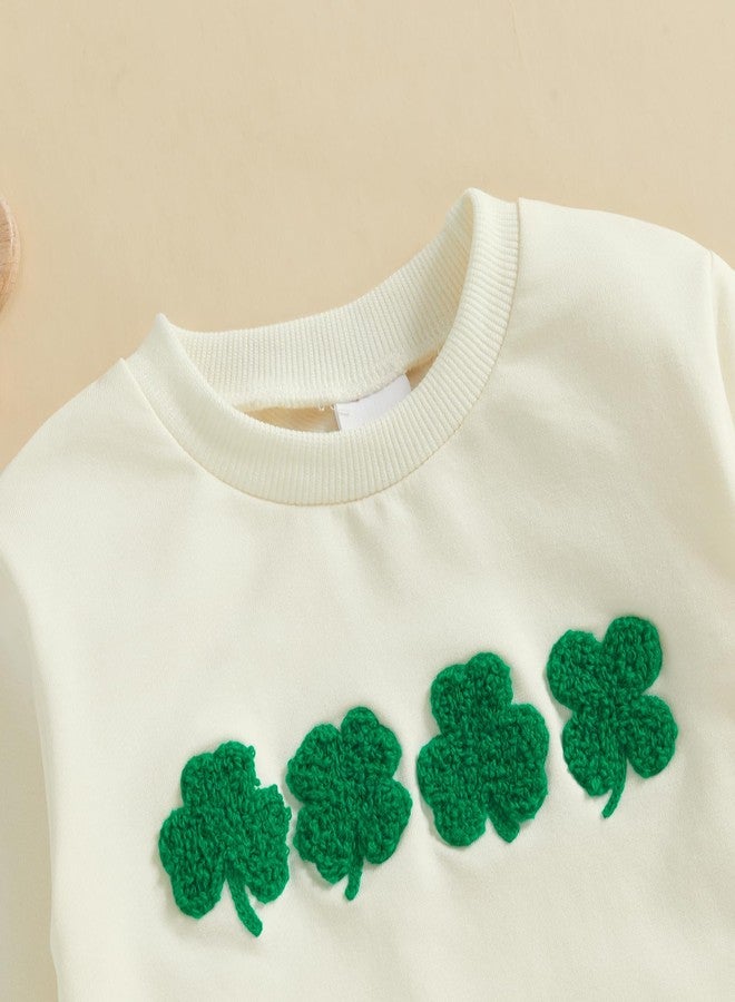 Thorn Tree Irlend Baby Clothes Clover Printed Sweatshirt Warmly Spring Infant Girl Boys St. Patrick's Day Sweater (Beige,6-9 Months) - Image 3