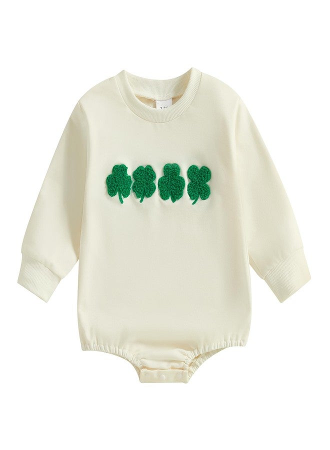 Thorn Tree Irlend Baby Clothes Clover Printed Sweatshirt Warmly Spring Infant Girl Boys St. Patrick's Day Sweater (Beige,6-9 Months) - Image 1