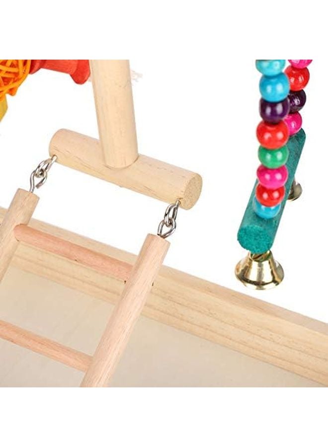 Parrot Playground Stand Solid Wood Perch with Swing Ladder Toys for Cockatiels Lovebirds Budgies - Image 5