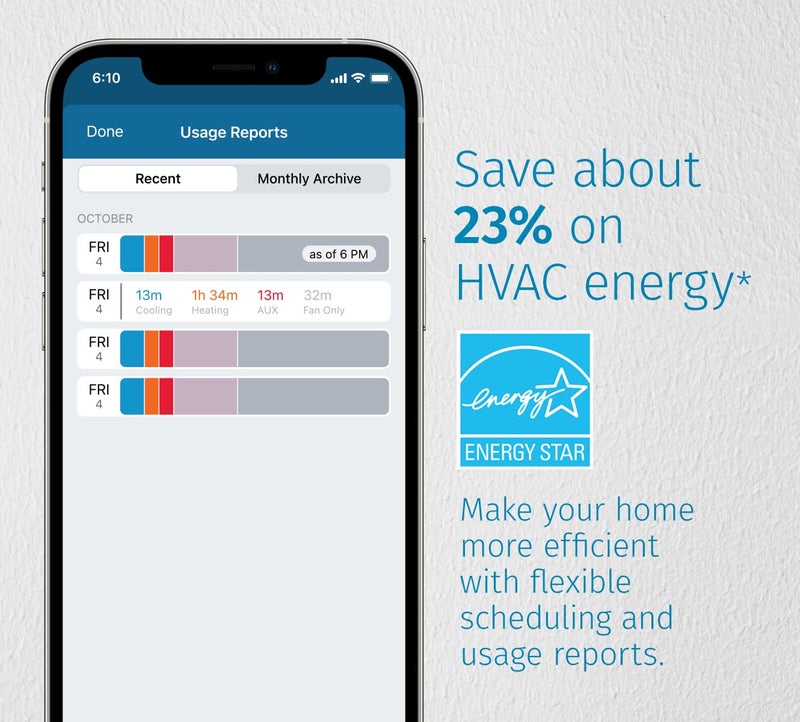 Emerson Sensi Touch 2 Smart Thermostat with Touchscreen Color Display, 100 Years of Expertise, Programmable, Wi-Fi, Data Privacy, Easy DIY, Works with Alexa, Energy Star Certified, ST76, C-Wire Required - Image 4