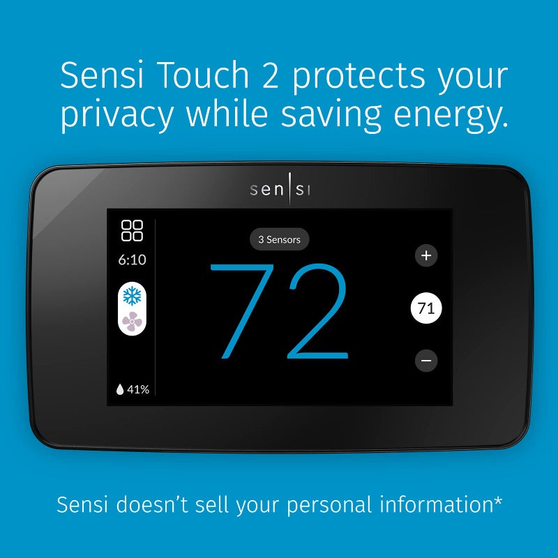 Emerson Sensi Touch 2 Smart Thermostat with Touchscreen Color Display, 100 Years of Expertise, Programmable, Wi-Fi, Data Privacy, Easy DIY, Works with Alexa, Energy Star Certified, ST76, C-Wire Required - Image 2