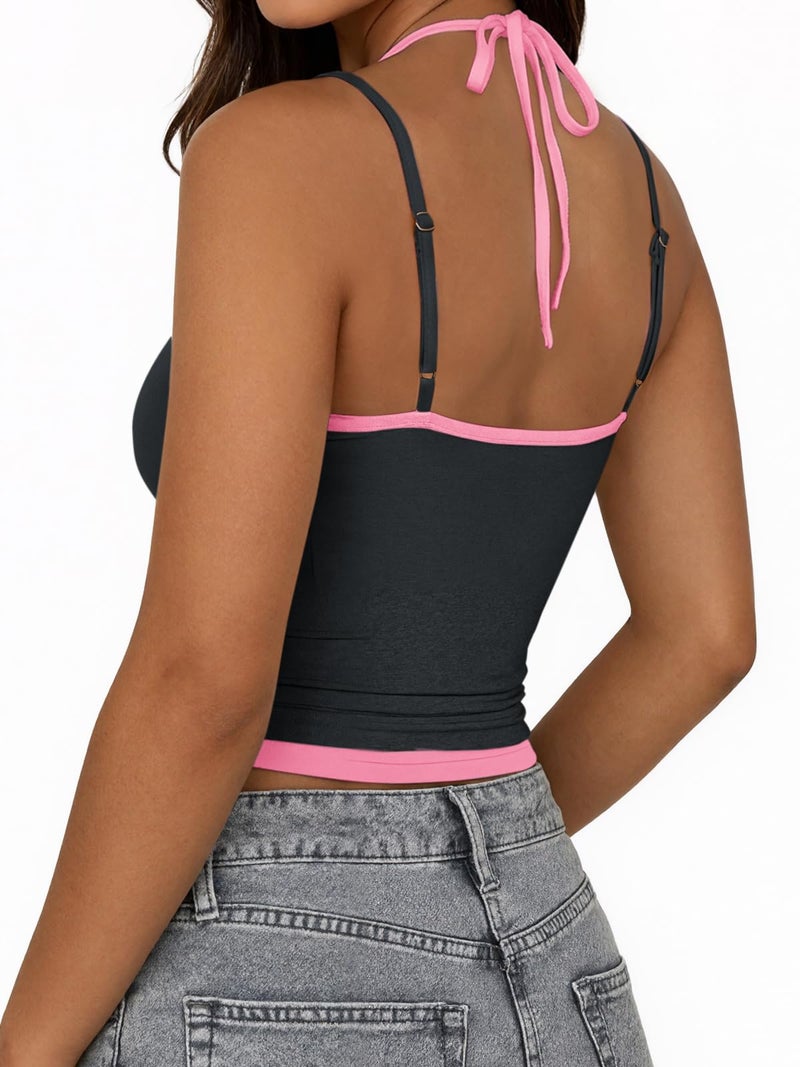 Yousify Womens Spaghetti Strap Tank Tops Grey Camisole Sleeveless Tops Cute Y2K Cami Shirts Basic Going Out Crop Clothes - Image 4
