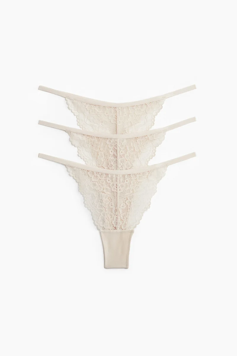 H&M 3-pack lace tanga thong briefs
