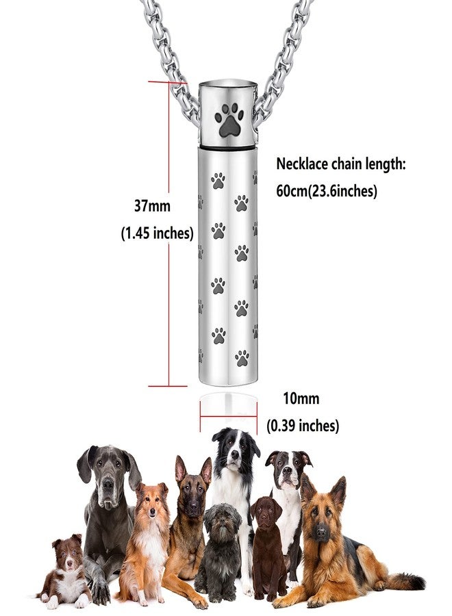 MOROTOLE Dog Urn Necklaces For Ashes Paw Print Ashes Urn Pendant Necklace Cylinder Cremation Necklace For Pet Ashes Urn Necklace For Puppy Pet Memorial Keepsake Jewelry - Image 2