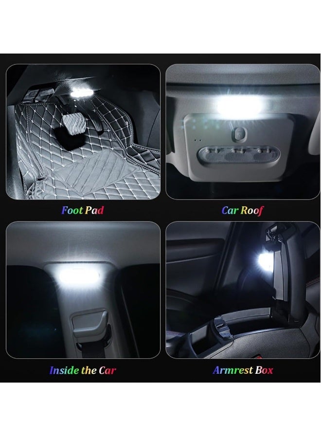 Loquat Car LED Lights, 7 Colors Interior Portable Small Incar LED Touch Lights with 8 Bright LED Lamp Beads, Music Sync Color Change USB Rechargeable Lighting Light Car Emergency Light