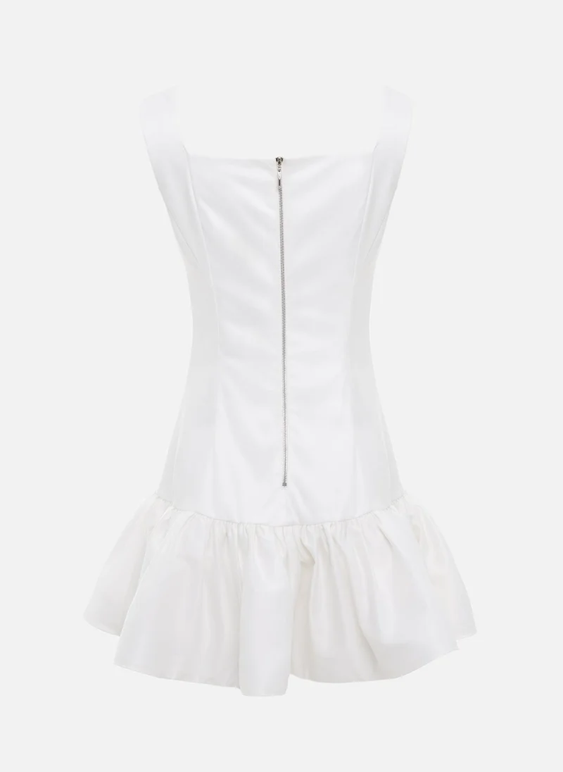 Lichi Mini fitted dress with flounce on the skirt