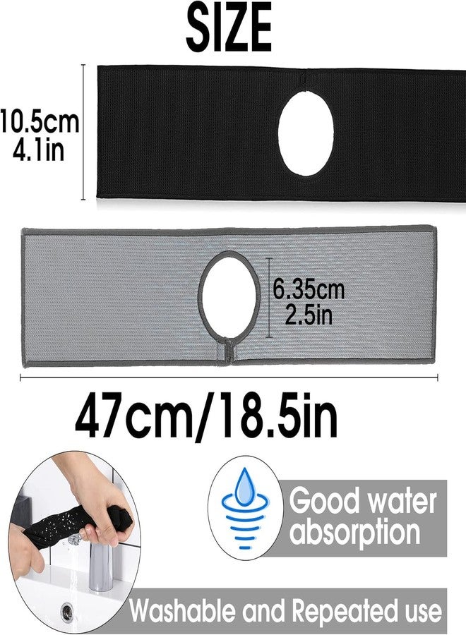 Bimkole 2 PCS Faucet Absorbent Mat, Kitchen Faucet Sink Splash Guard Wraparound Cloth Pads Sink Splash Absorbent Pad for Kitchen Bathroom Faucet Counter Sink, Black Grey, 18.5 x 4 Inches - Image 2