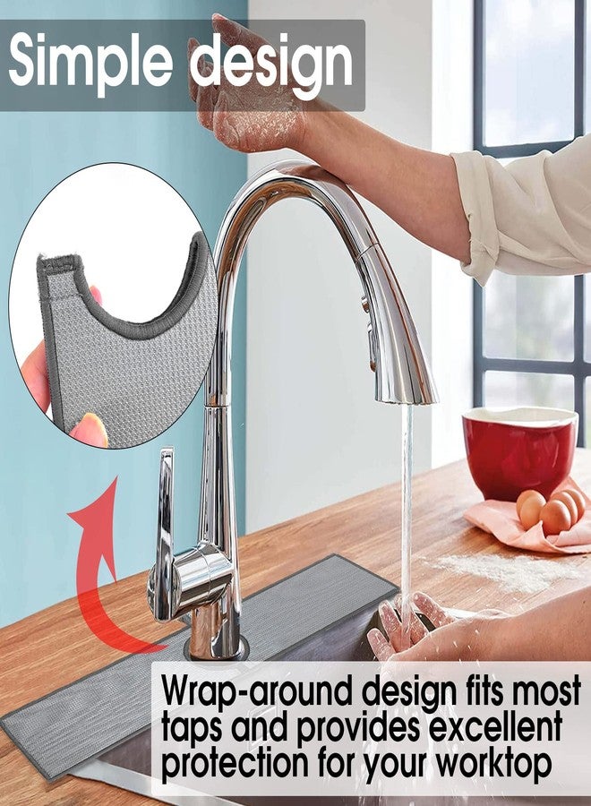 Bimkole 2 PCS Faucet Absorbent Mat, Kitchen Faucet Sink Splash Guard Wraparound Cloth Pads Sink Splash Absorbent Pad for Kitchen Bathroom Faucet Counter Sink, Black Grey, 18.5 x 4 Inches - Image 5