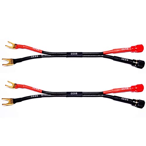 CNCESS CESS-031L Fork Spade Plug to Binding Post & Banana Female Jack Adapter Cable, 12 AWG Tinned Copper Wire, 6 Inches (Large Spade) - Image 3