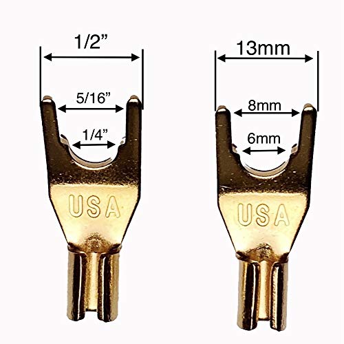 CNCESS CESS-031L Fork Spade Plug to Binding Post & Banana Female Jack Adapter Cable, 12 AWG Tinned Copper Wire, 6 Inches (Large Spade) - Image 4