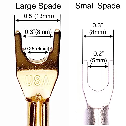 CNCESS CESS-031L Fork Spade Plug to Binding Post & Banana Female Jack Adapter Cable, 12 AWG Tinned Copper Wire, 6 Inches (Large Spade) - Image 2