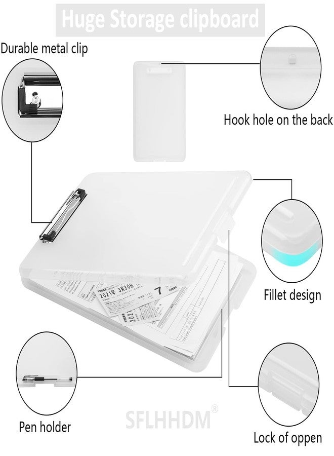 13 SOEME A4 Clipboard with Storage, Compartment, File Cover Folder Clip Clamp Binder Organizer Case File Box Waterproof Type Clipboard Box File with Storage Document case with Clip (Transparent white) - Image 5