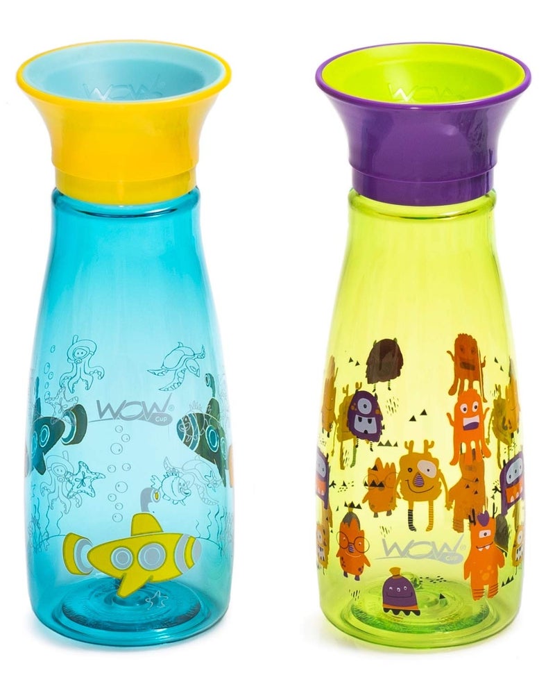 WOW GEAR Wow Cup Mini 360 Sippy Cup 12 oz 2 Pack Aruba BlueKeylime Green - Image 1