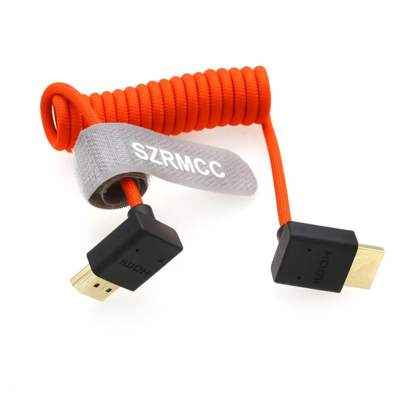 اس زد ار ام سي سي كابل 8K HDMI إلى HDMI بزاوية علوية وسفلية فائق السرعة ملفوف مضفر للكاميرا Z Cam E2 Sony FX6 FX9 Canon EOS C70 C300 Portkeys BM5 Atomos Ninjav V Shogun Monitor - Image 1