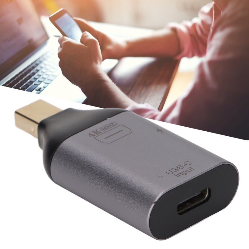 محول USB-C إلى Mini DisplayPort: دقة 4K و1080P بمعدل 60 هرتز، هيكل من الألومنيوم - متعدد الوظائف، نقل بيانات بسرعة 10 جيجابت في الثانية لتوصيل الكمبيوتر المحمول والهاتف والجهاز اللوحي والشاشة وجهاز العرض. - Image 2