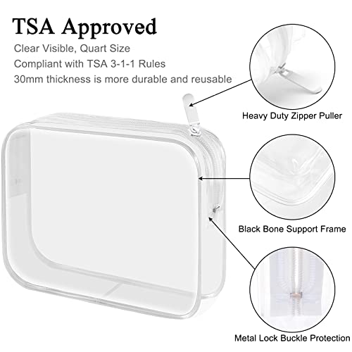 Lermende 2pcs Clear Toiletry Bag TSA Approved Travel Bag,Carry On for Travel,Airport Airline Accessories Compliant Bag,Quart Sized Makeup Cosmetic bag Women Men (Transparent, 2 Pack) - Image 3