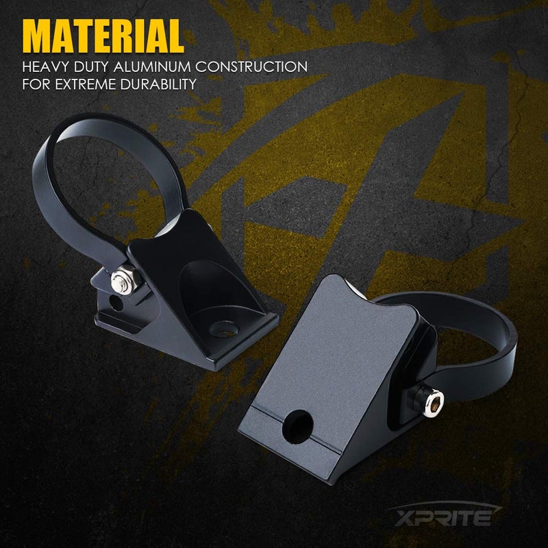 Xprite Xprite 2 Inch Roll Bar Mounting Brackets, Universal Adjustable LED Light Bar Brackets, Roll Cage & Bull Clip Holder for UTV ATV Can Am Maverick X3 Polaris RZR XP and More Models  - Image 3