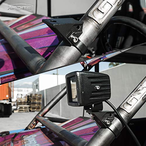 Xprite 2 Inch Roll Bar Mounting Brackets, Universal Adjustable LED Light Bar Brackets, Roll Cage & Bull Clip Holder for UTV ATV Can Am Maverick X3 Polaris RZR XP and More Models - Image 5