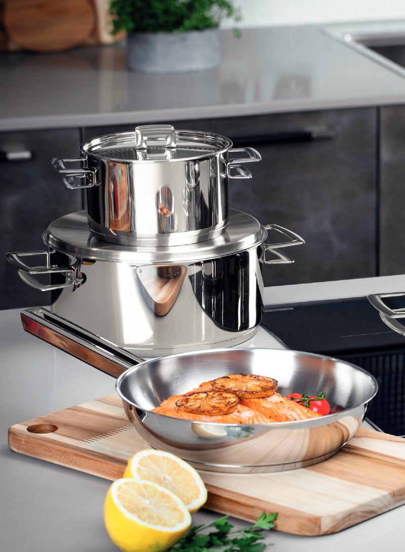 TRAMONTINA Since 1911,Made in Brazil- Brava 9 Pieces Stainless Steel Cookware Set with Flat Lid and Tri-ply Base, Even Heat Distribution, Versatile Cookware, Dishwasher-Safe, Kitchen Upgrade - Image 4