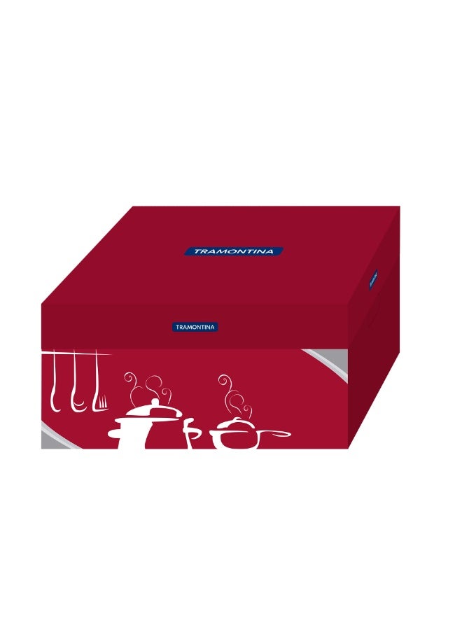 ترامونتينا مجموعة أدوات الطهي "برافا" المكونة من 9 قطع، مصنوعة من الفولاذ المقاوم للصدأ، وتتضمن غطاءً مسطحًا وقاعدة ثلاثية الطبقات. - Image 5