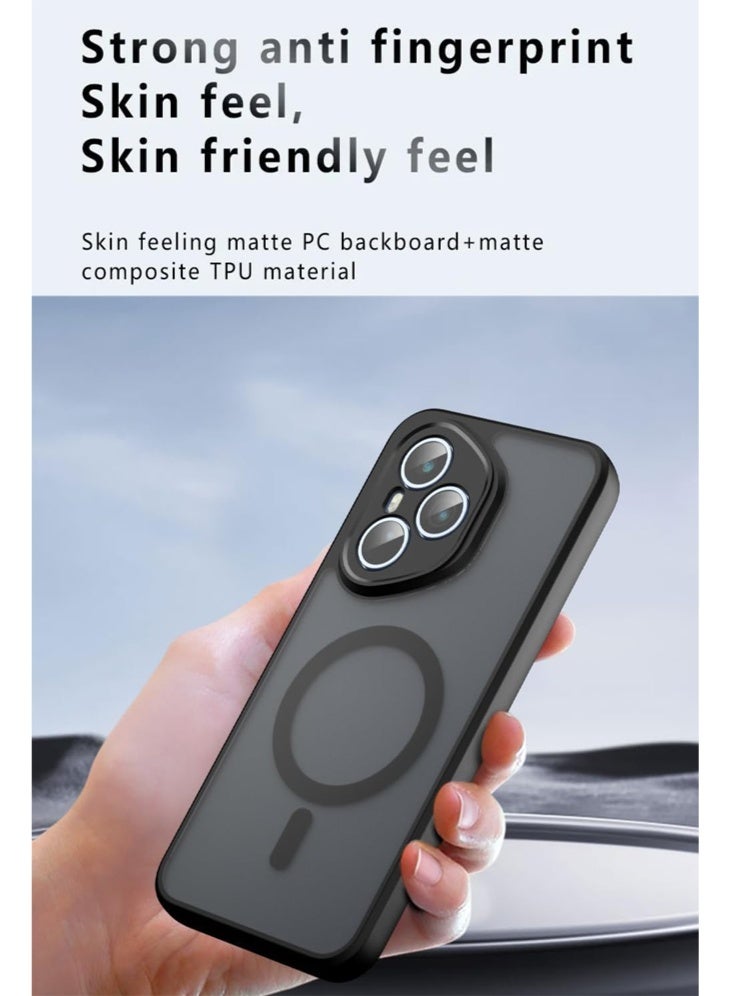 Magnetic Case for Honor 400 Pro Support Wireless Charging Frosted Matte Translucent Black Case Anti Yellowing Airbag PC TPU Shockproof Protective Back Cover - Image 4