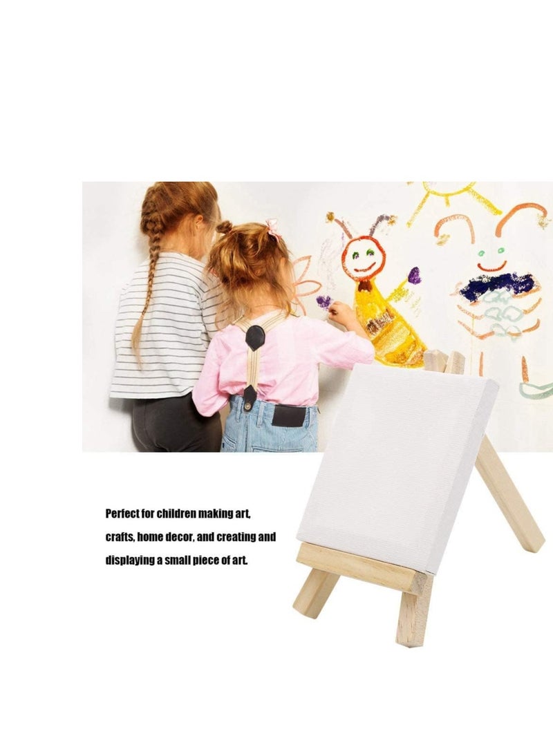 Terabyte 9 Pieces Mini Canvas Easel, Mini Easel with Canvas Painting Small Wooden Easel for Painting, Drawing, Art and Craft Artist Drawing (10 x 10 cm) - Image 4