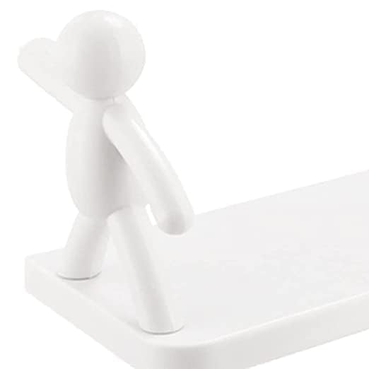 SPRADE 1 PCS Self Adhesivecute Wall Hanging Bathroom Storage Rack Bathroom Shelf for Wall Mounted Bookshelf Office Shelves (33L x 13.5W x 14.5H CM, White) - Image 1