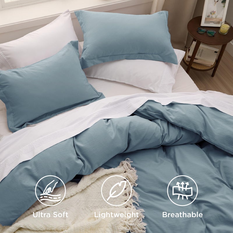 Bedsure Mineral Blue Oversized King Duvet Cover - 3 Pieces Prewashed Cotton-Like Polyester Extra Soft Bedding Set, Includes 1 Duvet Cover 120''x98'' with Zipper Closure & 2 Pillow Shams, No Comforter - Image 4