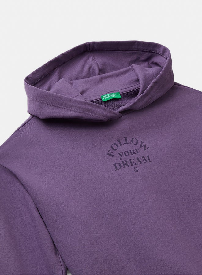 Benetton Girls Hooded sweatshirt with slogan print - Image 2