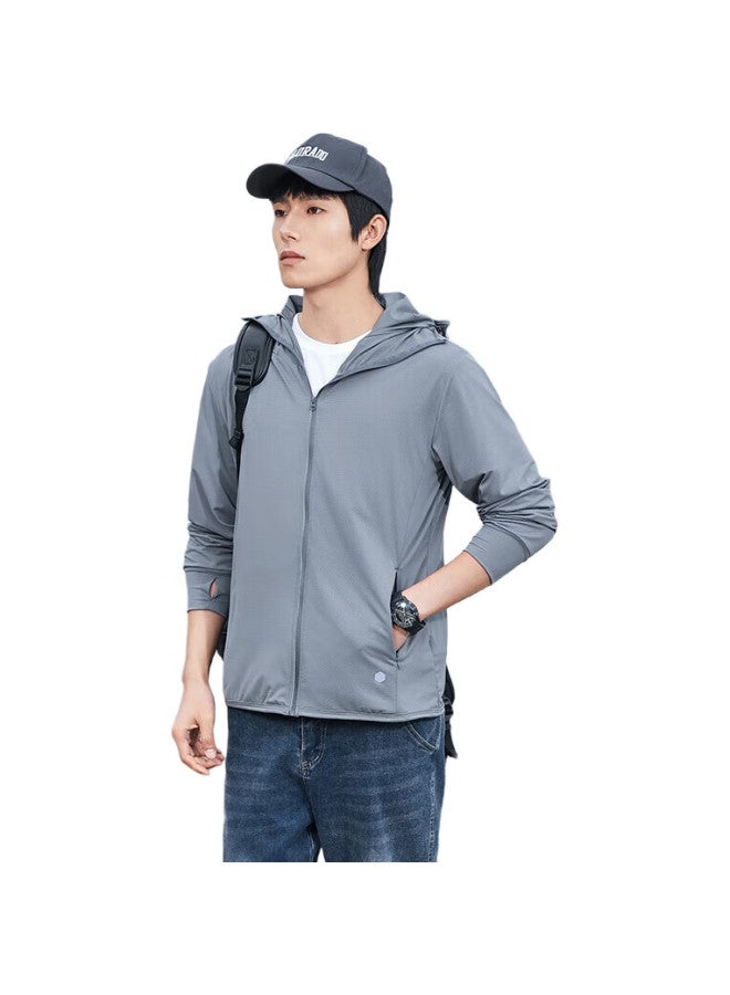 ROMON Men'S Summer Sun Protection Hooded Breathable Lightweight Quick-Drying Casual Jacket Men'S Clothing Fs2401 Dark Blue L - Image 2