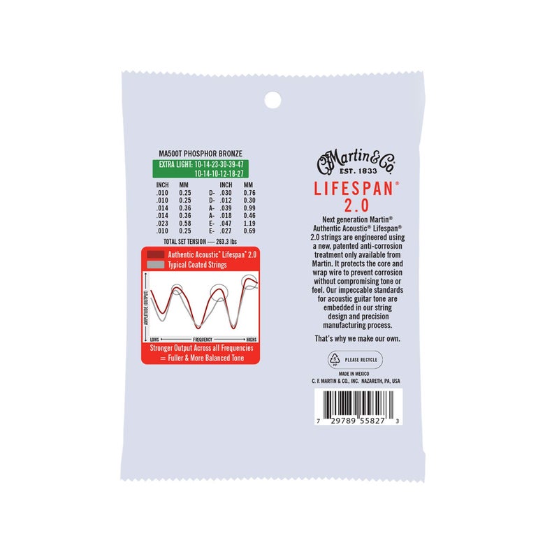 Martin Authentic Acoustic Guitar Strings - Lifespan 2.0 Treated - Image 2