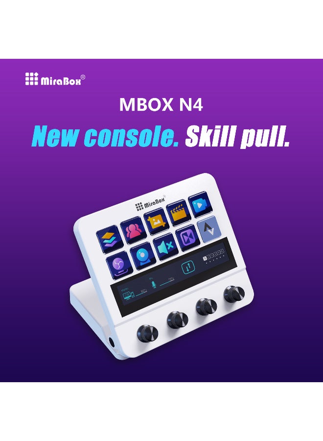MiraBox N4 Pro Macro Pad,10-Key LCD Shortcut Keyboard with 4 RGB Knobs & TouchBar – Programmable Streaming Controller Deck for OBS, YouTube, Gaming & Office (PC/Mac, USB-C,White) - Image 2