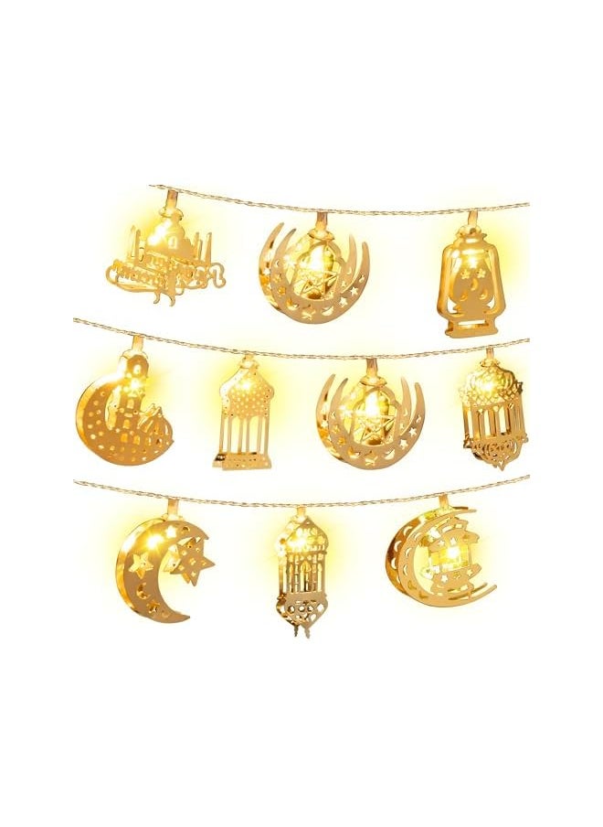 The Bros Eid Al Adha Decorations String Lights, 6.56 Feet 10 LEDs Eid Moon Star Kerosene Lantern Lamp, Battery Operated for Ramadan Outdoor Home Decoration Party Supplies (Warm White Color)  - Image 2